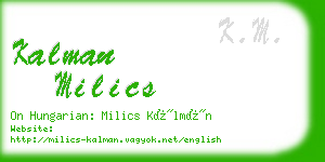 kalman milics business card